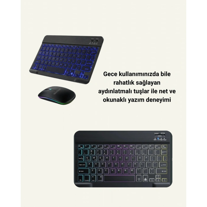 Bluetooth 5.3 Destekli Şarjlı Taşınabilir Klavye + Mouse Kombinasyonu