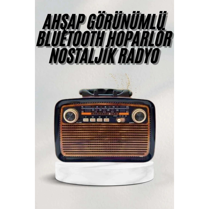 Bluetooth Hoparlör Ahşap Renk Vintage Işıklı Nostaljik Radyo Fm Ahşap Görünümlü