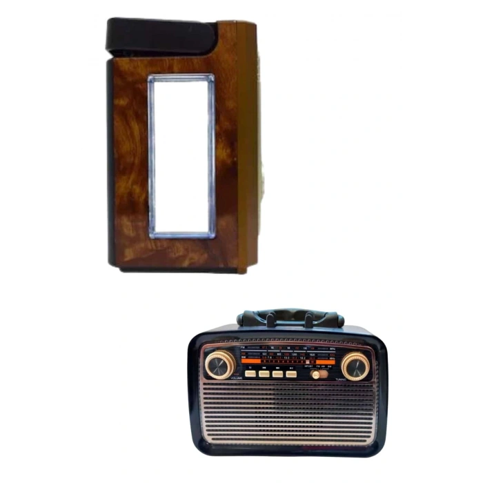 Bluetooth Hoparlör Ahşap Renk Vintage Işıklı Nostaljik Radyo Fm Ahşap Görünümlü