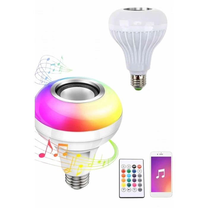 Bluetooth Hoparlör Akıllı Rgb Led Işık Renk Değiştirme Ses Bombası Ampül Görünümlü