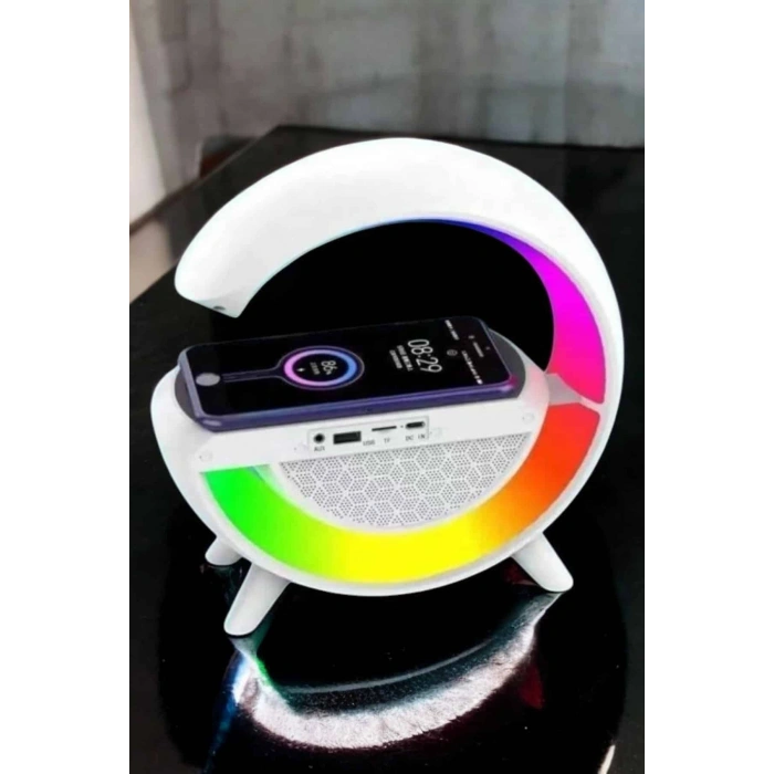 Bluetooth Hoparlör Dijital Göstergeli Wireless Şarj Rgb Işıklı
