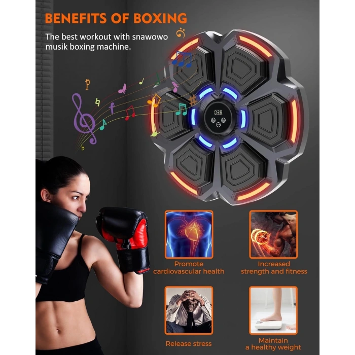 Bluetooth Hoparlör Özellikli Duvar Boks Makinesı 9 Mod Seviye Ayarlı Müzikli Boks Makinesı