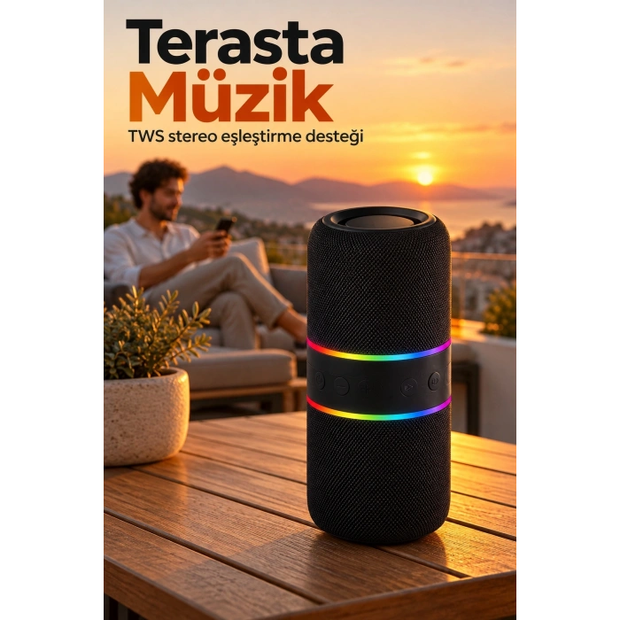 Bluetooth Hoparlör Tf Kart Destekli Gri Gövde