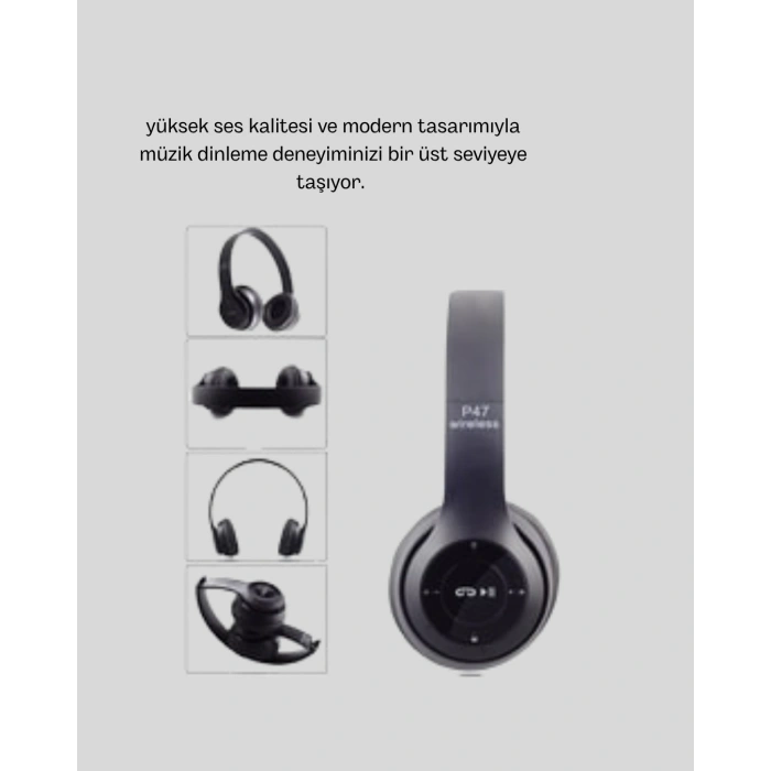 Bluetooth Kablosuz Kulaklık – Extra Bass, Tf Kart, Mikrofonlu, Ayarlanabilir Ergonomik Tasarım