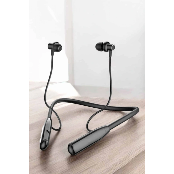 Boyun Askılı Bluetooth Kulaklık Uzun Şarj Süreli Dijital Göstergeli Kablolu