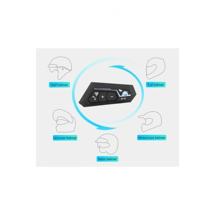 Bt22 Kask Kulaklık Bluetooth Motosiklet Kulaklık 5.0 Bluetooth Interkom Motorsiklet Kulaklık