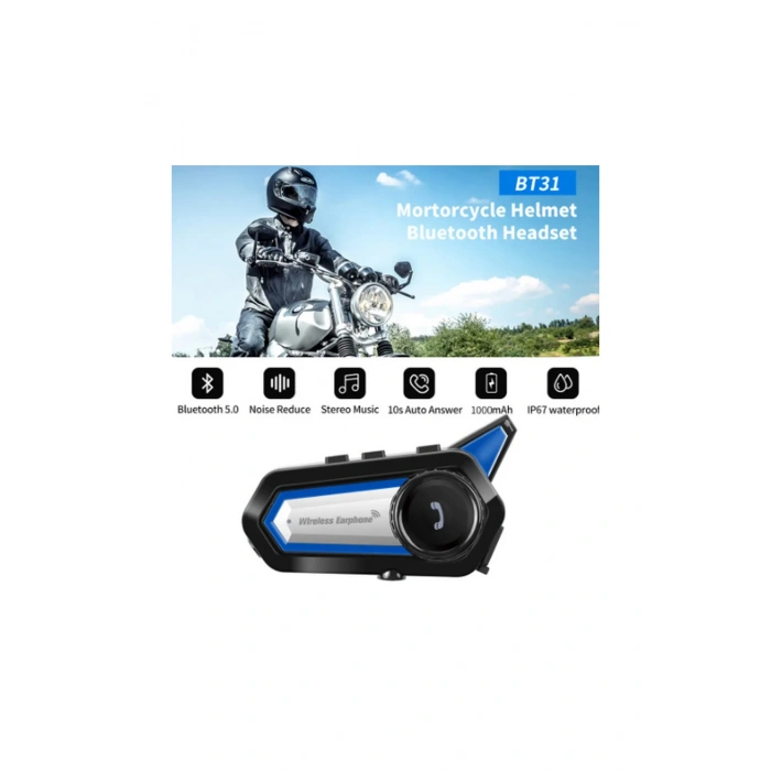 Bt31 Kask Kulaklık Bluetooth 5.0 Motosiklet Interkom Su Geçirmez Kablosuz Kulaklık