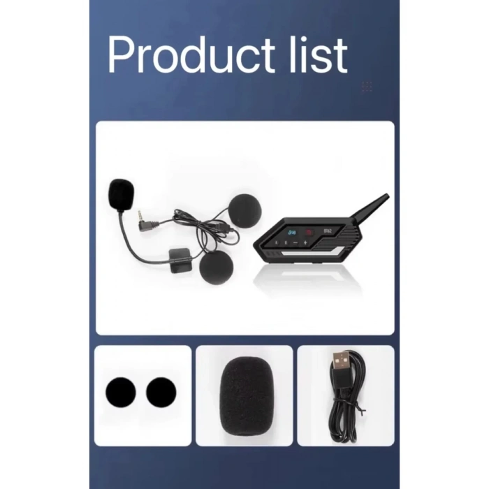 Bt62 Motosiklet Kask Kulaklığı Bluetooth Intercom 2 Intercom Bağlantılı