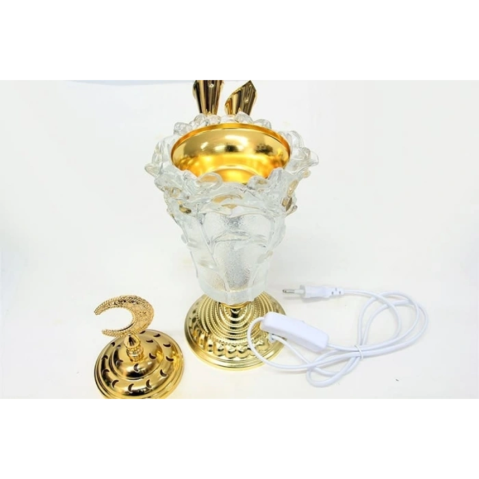 Buhurdanlık Cam Altın Dekorlu Kapak Ve Ayak