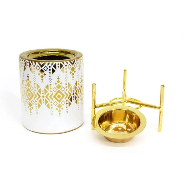 Buhurdanlık Metal Ayaklı Altın Dekorlu