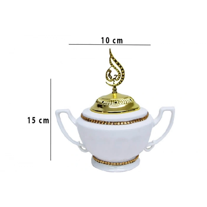 Buhurdanlık Seramik Kulplu Zamak Kapak Detaylı