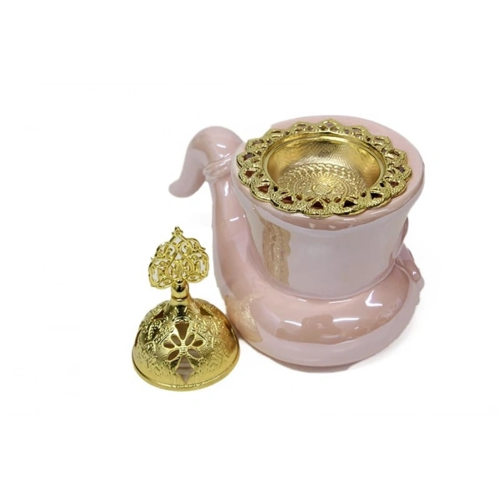 Buhurdanlık Seramik Puro Model  Altın Kapak Dekorlu