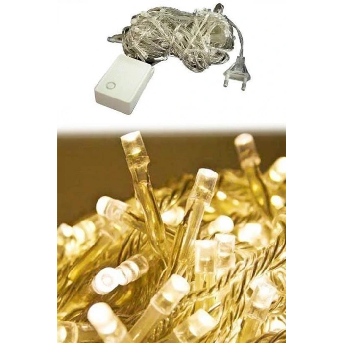 10 Metre 100 Ledli 8 Fonksiyonlu Dekoratif Lambader Sarı Lamba