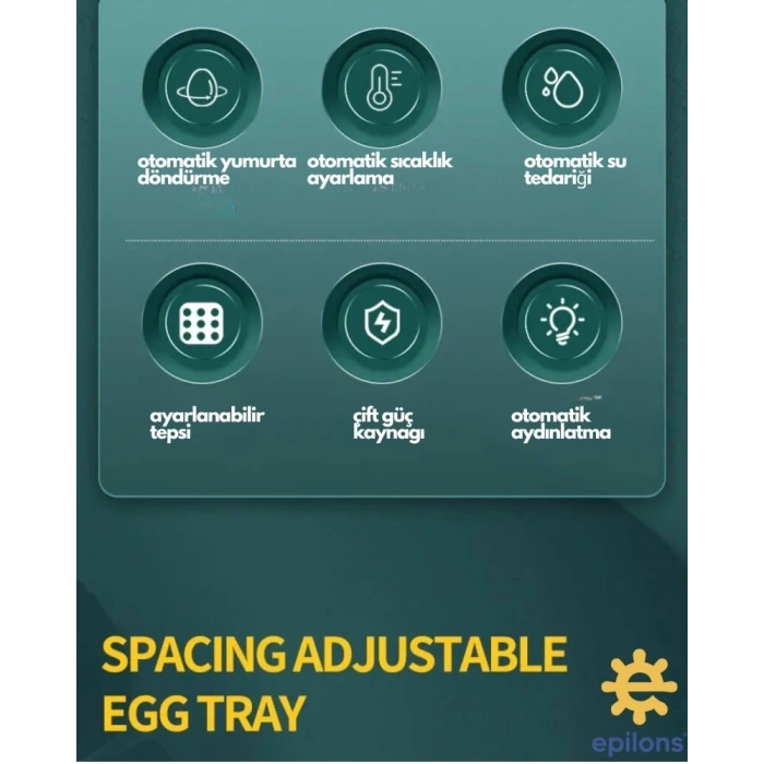 130 Yumurtalık Tam Otomatik Kuluçka Makinesi Wi-fi Kamera Hediyeli Yedek Motorlu Profesyonel Tavuk Kaz Ördek Bıldırcın Güvercin Süs Kuşu İçin İdeal