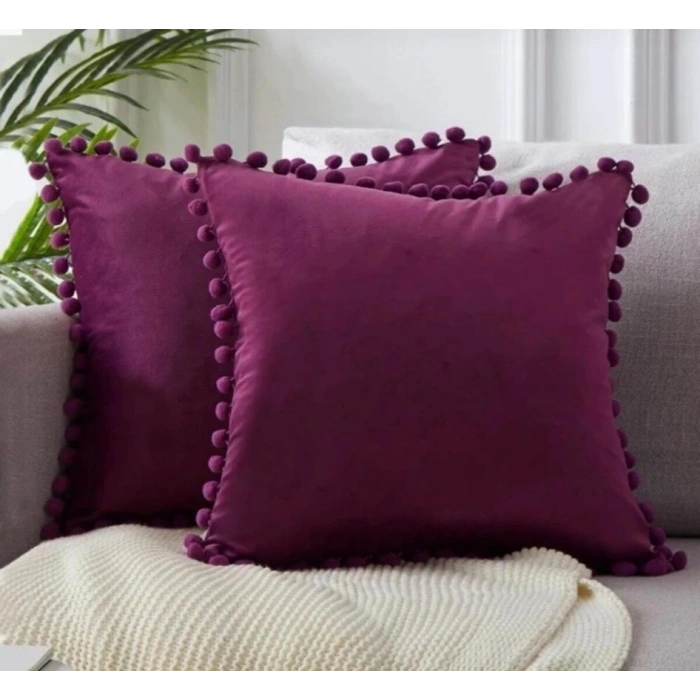 2li ponponlu kırlent kılıf seti 40 x 40