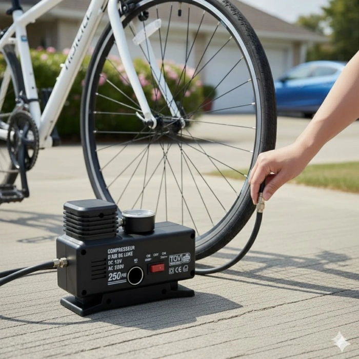 250 PSI Güçlü Taşınabilir Hava Kompresörü–Araba, Motosiklet, Bisiklet ve Top Şişirme İçin Elektrikli Fişli Çakmaklıklı Lastik Şişirme Pompası