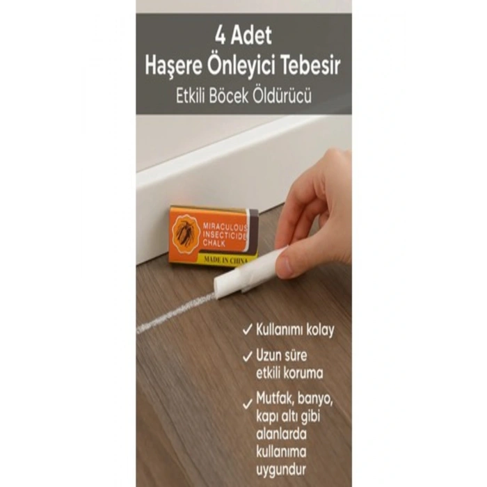 Byhodi 4 Adet Haşere Tebeşiri - Böcek Önleyici Tebeşir - Etkili Hamam Böceği ve Karınca Kovucu (599599)