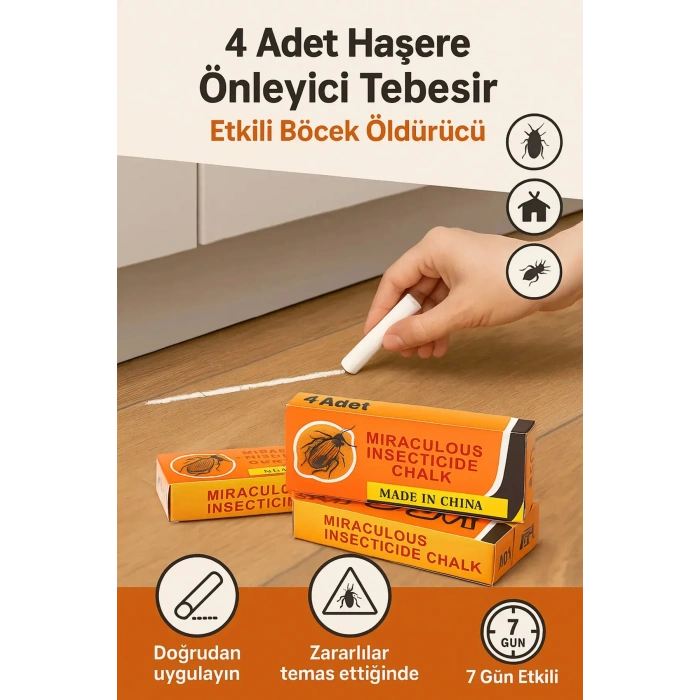 Byhodi 4 Adet Haşere Tebeşiri - Böcek Önleyici Tebeşir - Etkili Hamam Böceği ve Karınca Kovucu (599599)