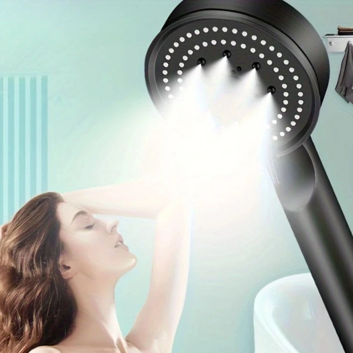 5 Fonksiyonlu Yüksek Basınçlı Ayarlanabilir Siyah Duş Başlığı
