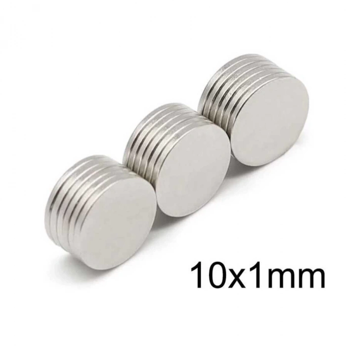 50 Adet 10x1mm Yuvarlak Neodyum Mıknatıs Güçlü Dayanıklı Magnet Nikel Kaplama