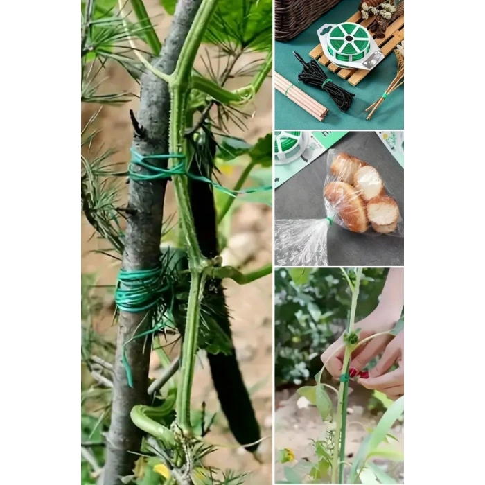 50 Metre Kendiliğinden Kesici Bıçaklı Bitki Saksı Kablo Sabitleme Teli