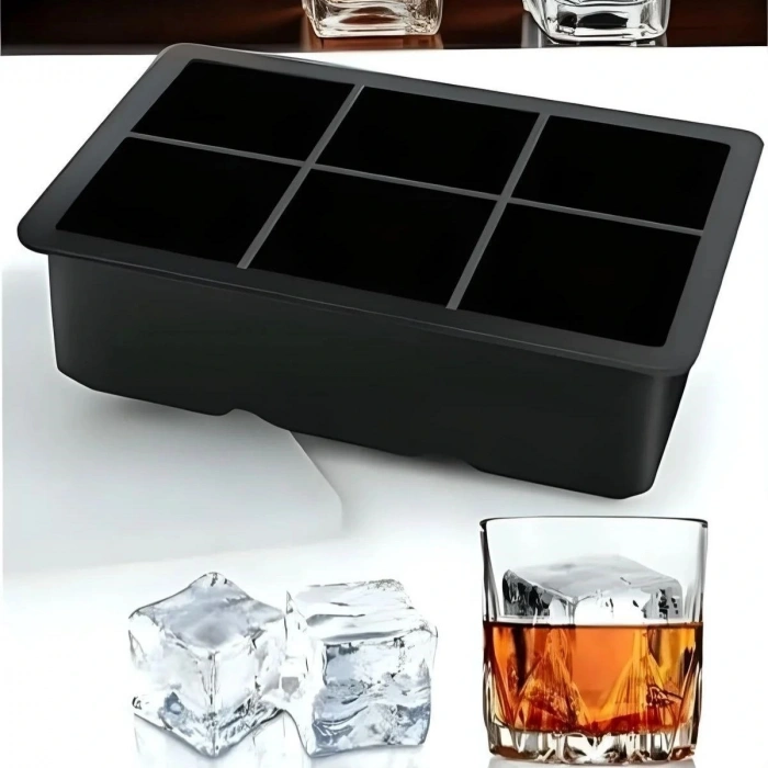 6lı XL Küp Şeklinde Silikon Kolay Çıkabilen Buz Kalıbı