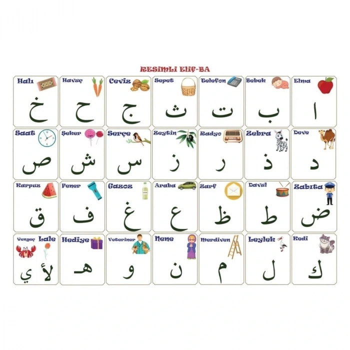 70x100 cm Statik Kağıt Elif-Ba Öğrenme Tahtası