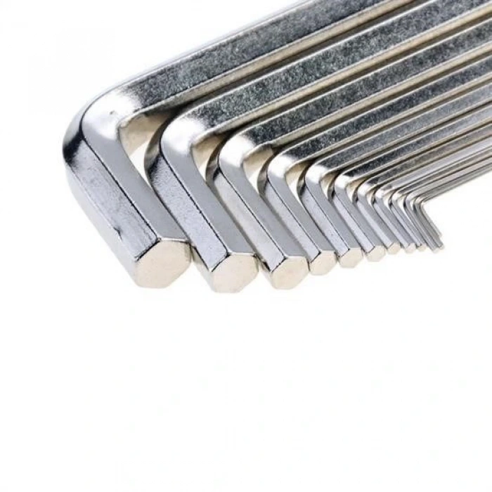 9 Parça Çelik Alyan Seti Kısa Düz Köşe Alyan Anahtar Takımı