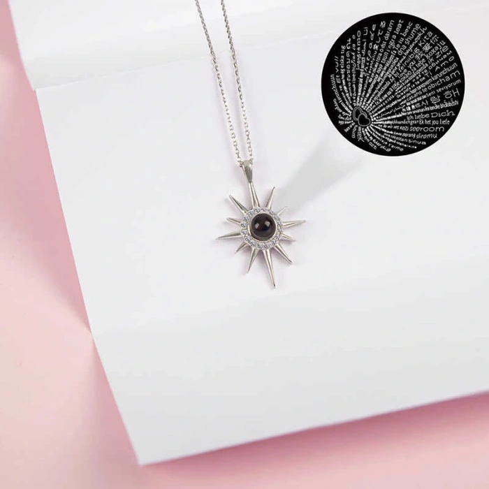 925 Ayar Gümüş 100 Dilde Seni Seviyorum Kutup Yıldızı Kadın Kolye T7655 (599599)