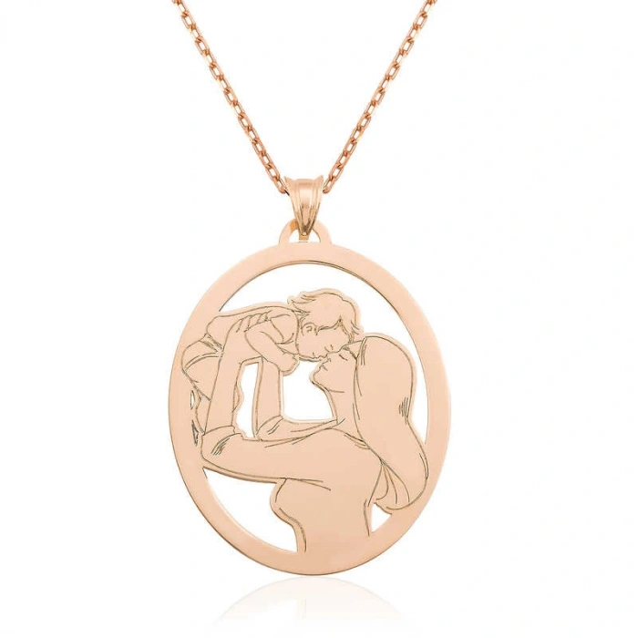 ​925 Ayar Gümüş Anne Bebek Gümüş Kadın Kolye T3863 (599599)