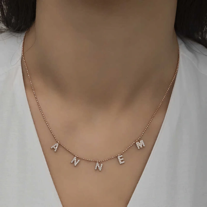 ​925 Ayar Gümüş Annem Yazılı Bayan Gümüş Kolye T6321 (599599)