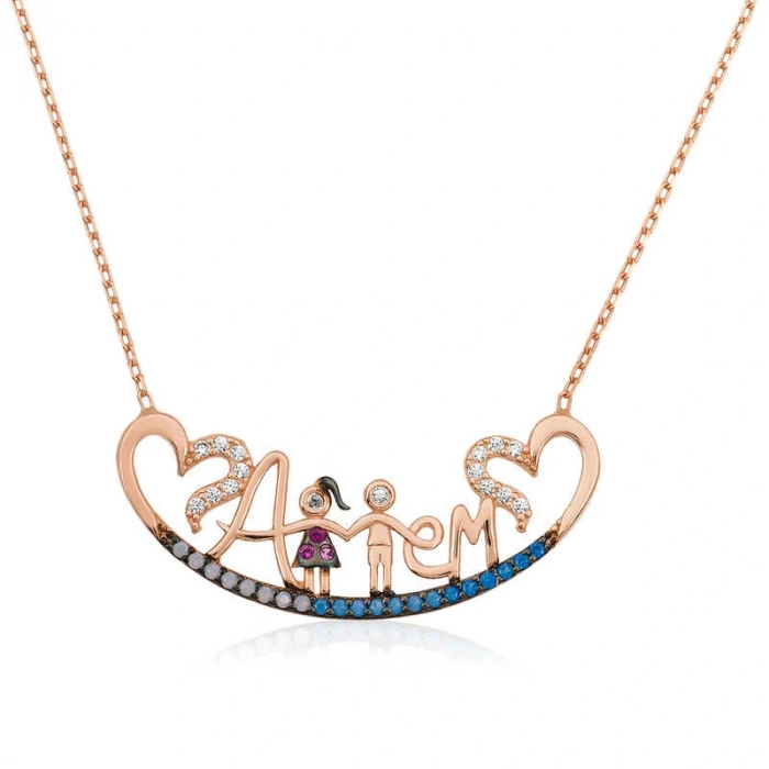 925 Ayar Gümüş Annem Yazılı Kadın Gümüş Kolye PT26109182 (599599)