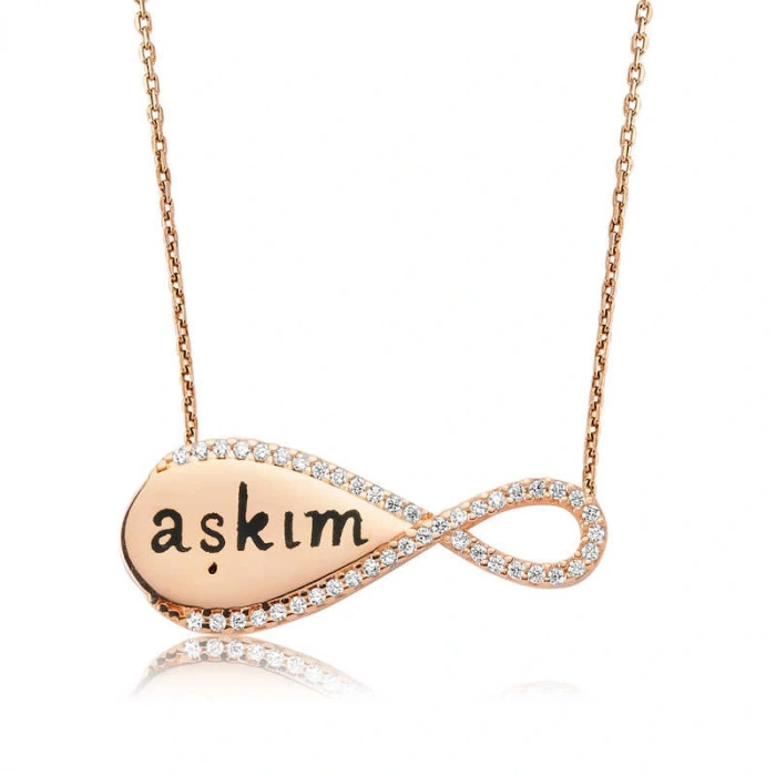 925 Ayar Gümüş Aşkım Yazılı Sonsuzluk Kadın Gümüş Kolye PT2610289 (599599)