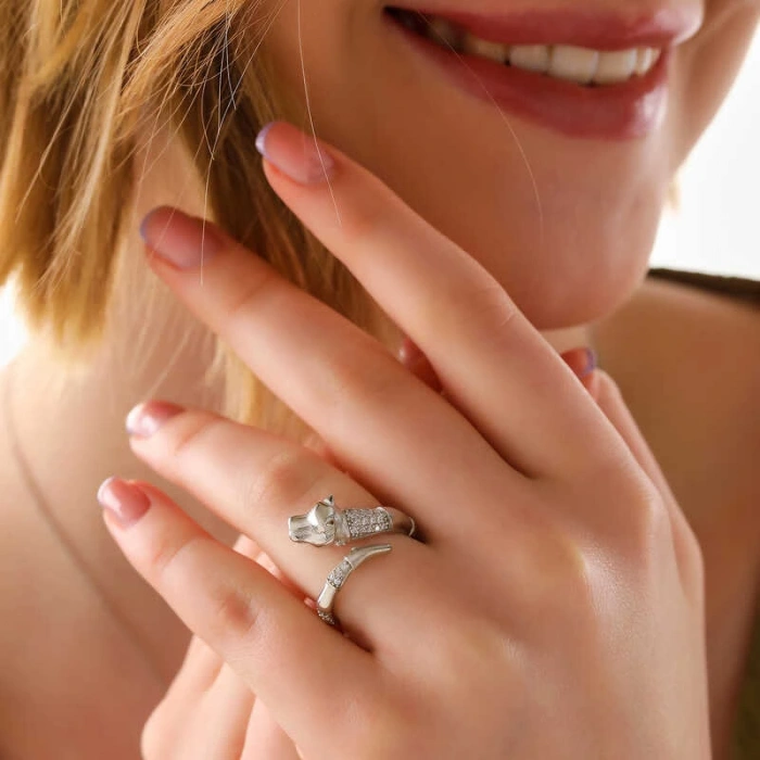 Byhodi ​925 Ayar Gümüş Ayarlanabilen Kaplan Figürlü Kadın Yüzük T8041 (599599)