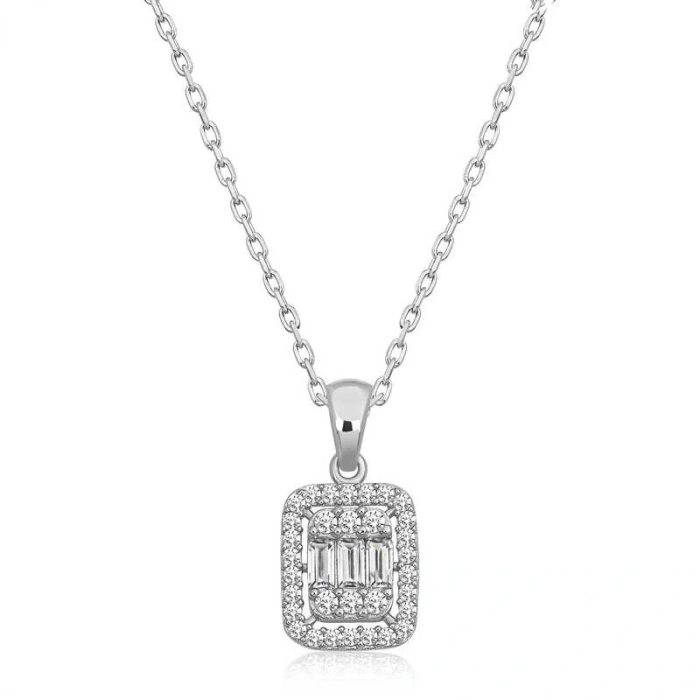 925 Ayar Gümüş Baget Taşlı Kadın Gümüş Kolye T6640 (599599)