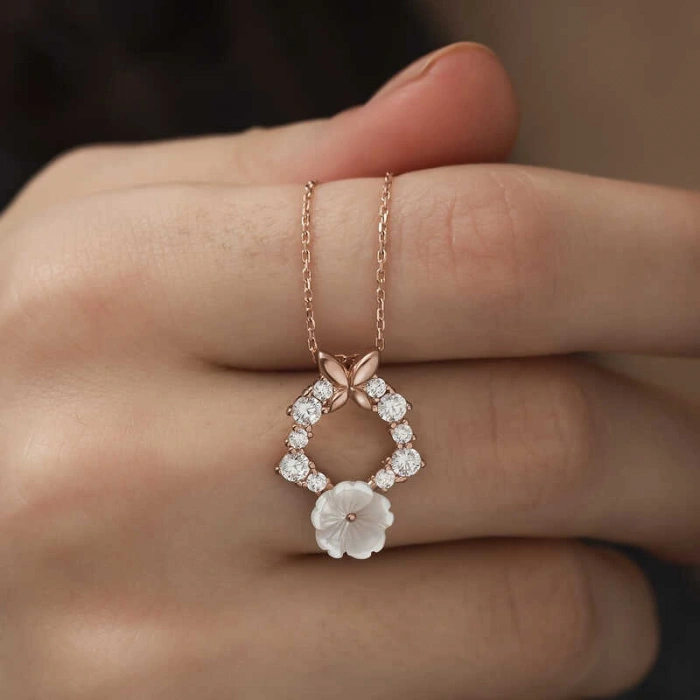 925 Ayar Gümüş Bahar Çiçeği Kadın Gümüş Kolye T5206 (599599)