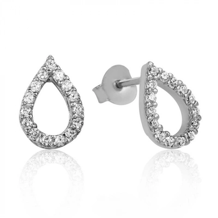 Byhodi 925 Ayar Gümüş Beyaz Taşlı Damla Çivili Küpe EA1160092 (599599)