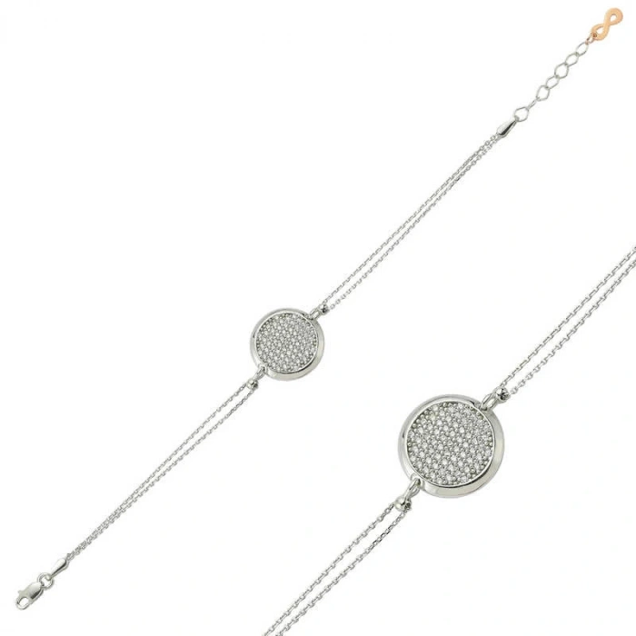 Byhodi 925 Ayar Gümüş Beyaz Taşlı Yuvarlak Bileklik BR0460312 (599599)