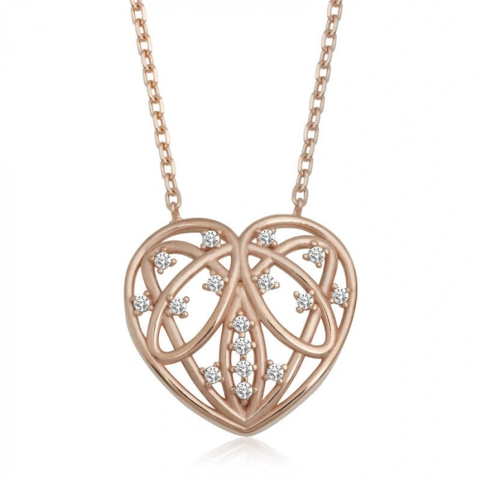 925 Ayar Gümüş Bombeli Kalp Kadın Gümüş Kolye T6590 (599599)