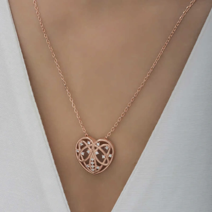 925 Ayar Gümüş Bombeli Kalp Kadın Gümüş Kolye T6590 (599599)