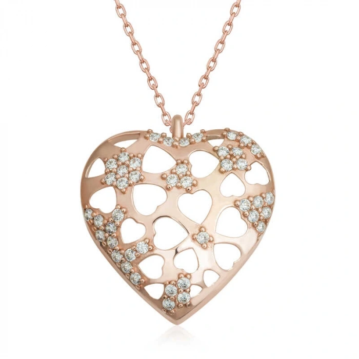 925 Ayar Gümüş Bombeli Kalp Kadın Gümüş Kolye T6591 (599599)