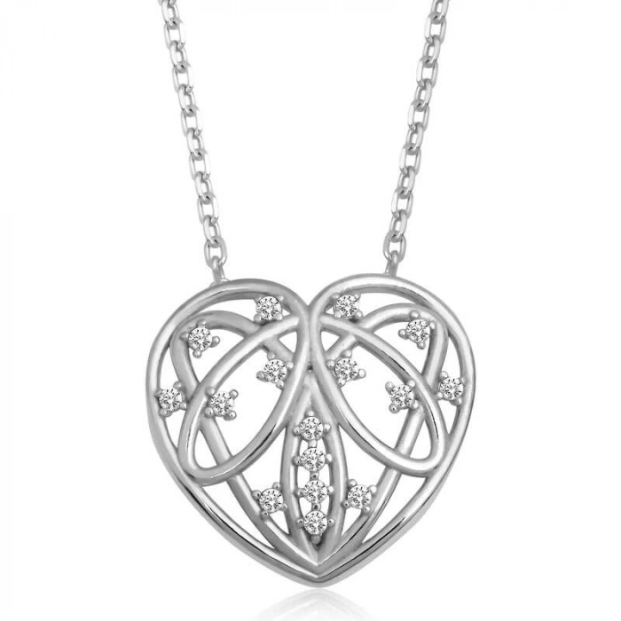 925 Ayar Gümüş Bombeli Kalp Kadın Gümüş Kolye T6646 (599599)