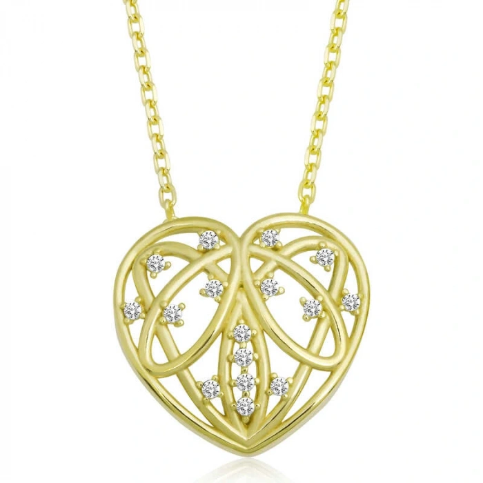 925 Ayar Gümüş Bombeli Kalp Kadın Gümüş Kolye T6647 (599599)