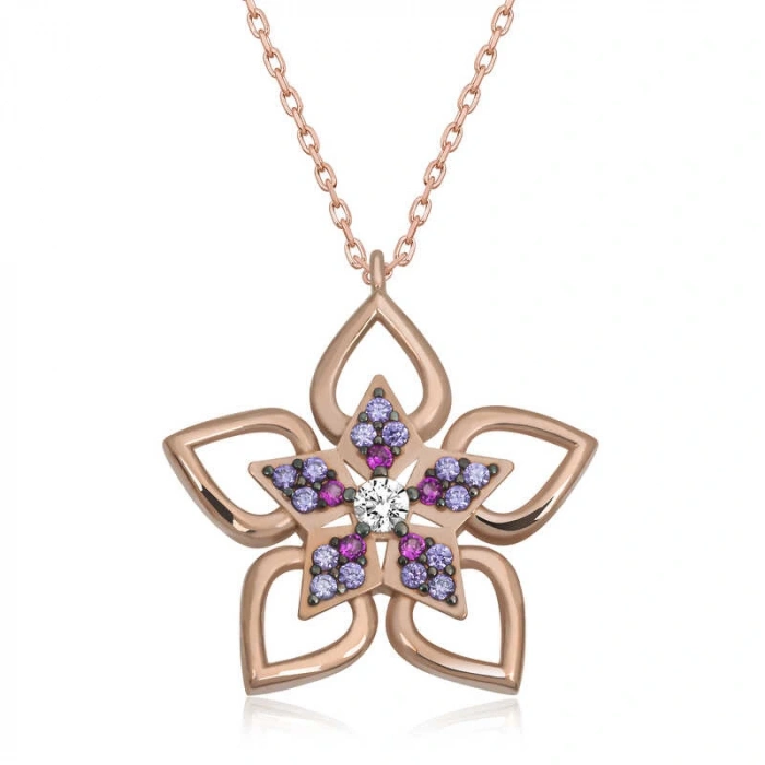 ​925 Ayar Gümüş Çiçek Kadın Gümüş Kolye T6597 (599599)