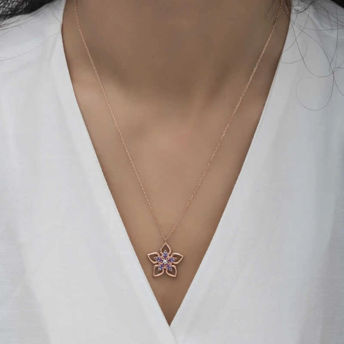 ​925 Ayar Gümüş Çiçek Kadın Gümüş Kolye T6597 (599599)