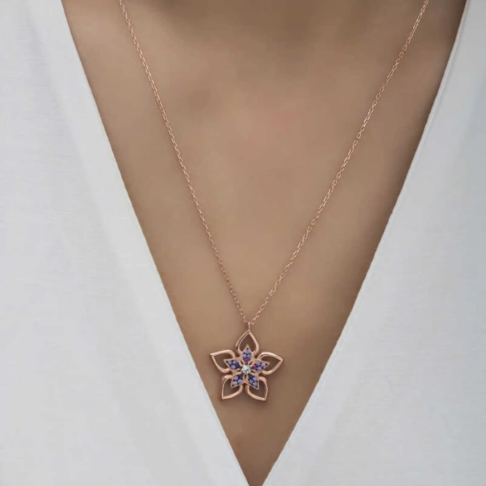 ​925 Ayar Gümüş Çiçek Kadın Gümüş Kolye T6597 (599599)