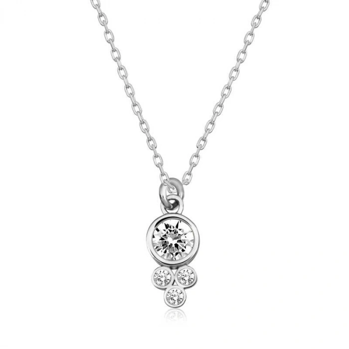 925 Ayar Gümüş Çiğ Damlası Yuvarlak Tektaş Bayan Gümüş Kolye T5973 (599599)
