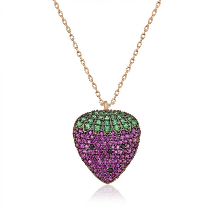 925 Ayar Gümüş Çilek Kadın Gümüş Kolye T3897 (599599)