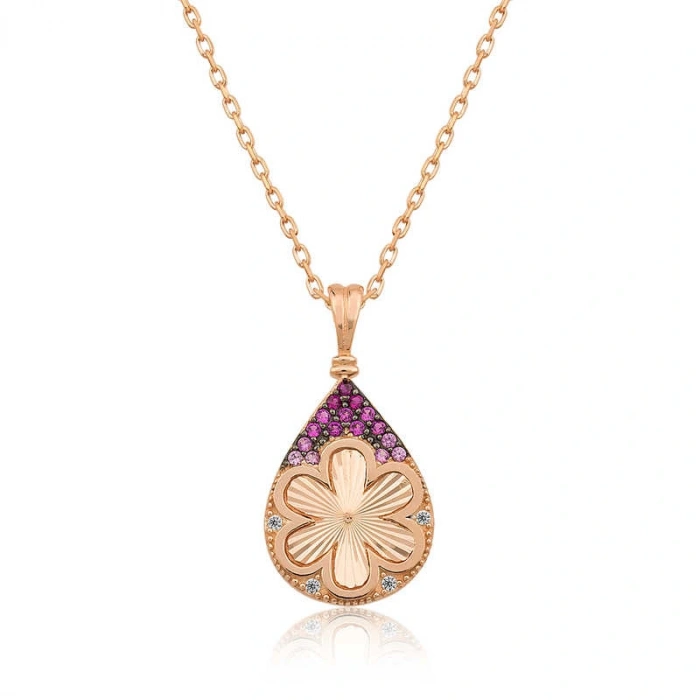 925 Ayar Gümüş Damla Çiçek Kadın Gümüş Kolye T4538 (599599)