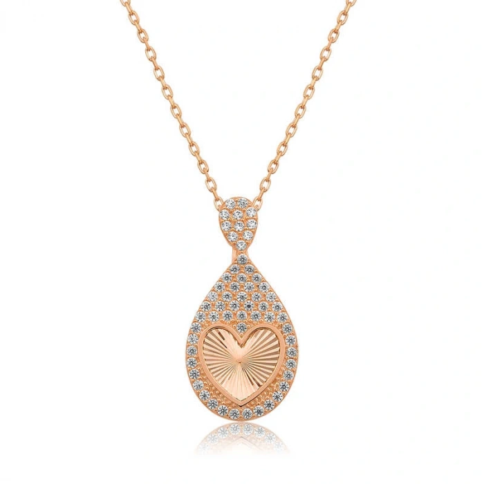 Byhodi 925 Ayar Gümüş Damla Kalp Kadın Gümüş Kolye T4528 (599599)